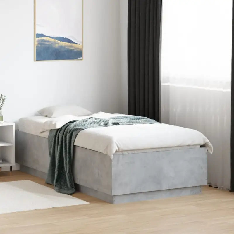 Grijs Sonoma Eiken Bedframe met RGB LED Verlichting - Betongrijs / 75 x 190 cm - Bedden & bedframes
