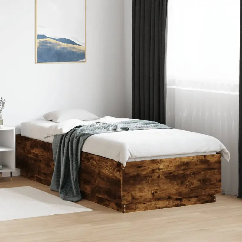 Grijs Sonoma Eiken Bedframe met RGB LED Verlichting - Gerookt eiken / 90 x 200 cm - Bedden & bedframes
