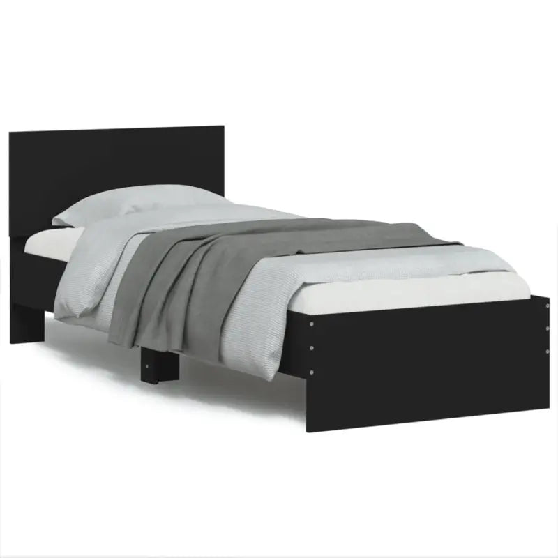 Grijs Sonoma Eiken Bedframe met RGB LED-verlichting voor Slaapkamer - Zwart / 75 x 190 cm - Bedden & bedframes
