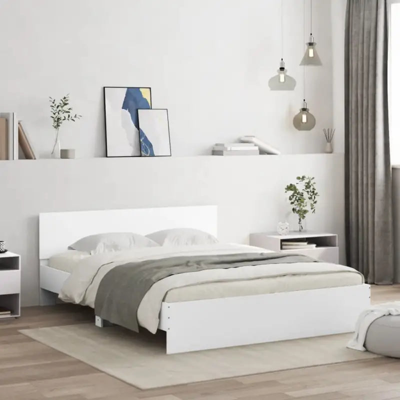 Grijs Sonoma Eiken Bedframe met RGB LED-verlichting voor Slaapkamer - Wit / 150 x 200 cm - Bedden & bedframes