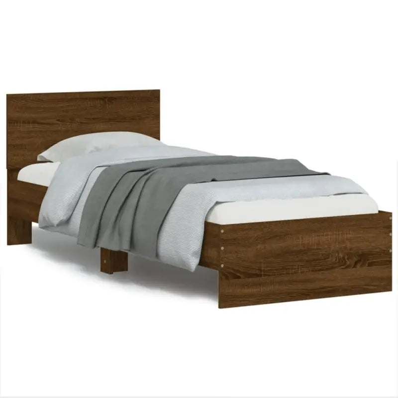 Grijs Sonoma Eiken Bedframe met RGB LED-verlichting voor Slaapkamer - bruin eikenkleur / 90 x 190 cm - Bedden &