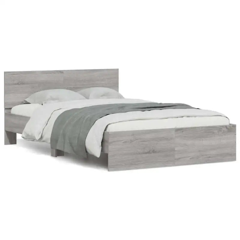 Grijs Sonoma Eiken Bedframe met RGB LED-verlichting voor Slaapkamer - Grijs sonoma / 120 x 200 cm - Bedden & bedframes