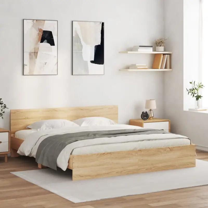 Grijs Sonoma Eiken Bedframe met RGB LED-verlichting voor Slaapkamer - Sonoma eiken / 180 x 200 cm - Bedden & bedframes