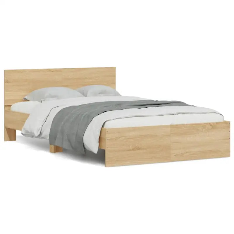 Grijs Sonoma Eiken Bedframe met RGB LED-verlichting voor Slaapkamer - Sonoma eiken / 140 x 190 cm - Bedden & bedframes