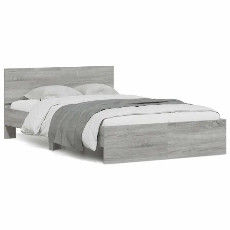 Grijs Sonoma Eiken Bedframe met RGB LED-verlichting voor Slaapkamer - Grijs sonoma / 135 x 190 cm - Bedden & bedframes