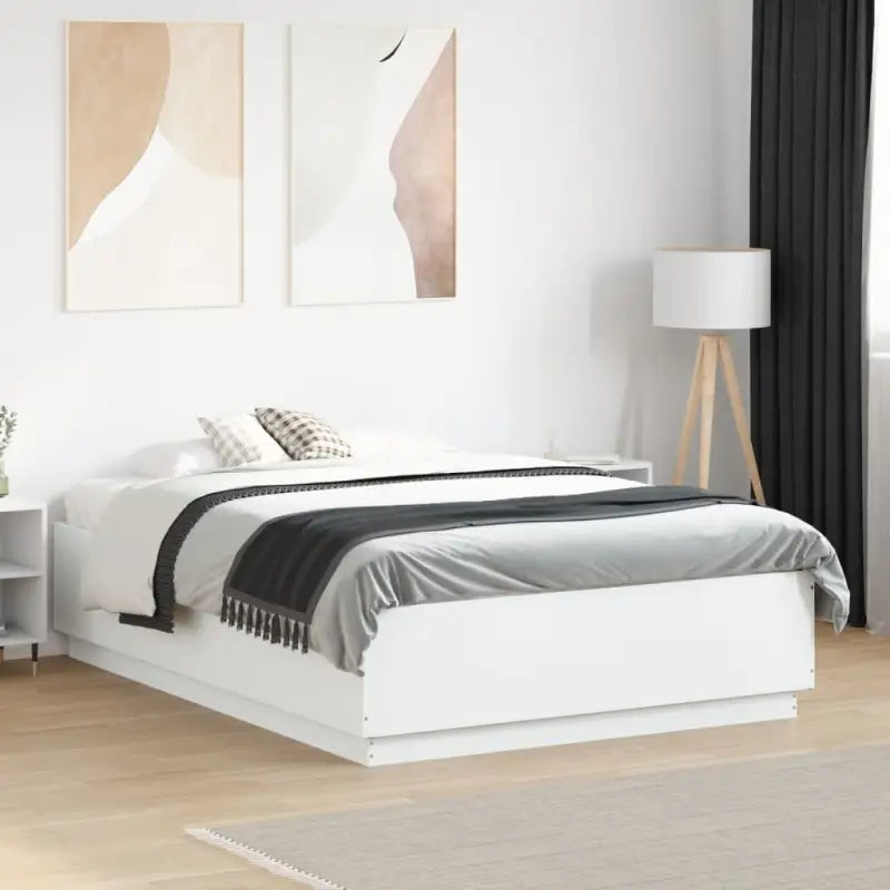 Grijs Sonoma Eiken Bedframe met RGB LED Verlichting - Wit / 140 x 190 cm - Bedden & bedframes