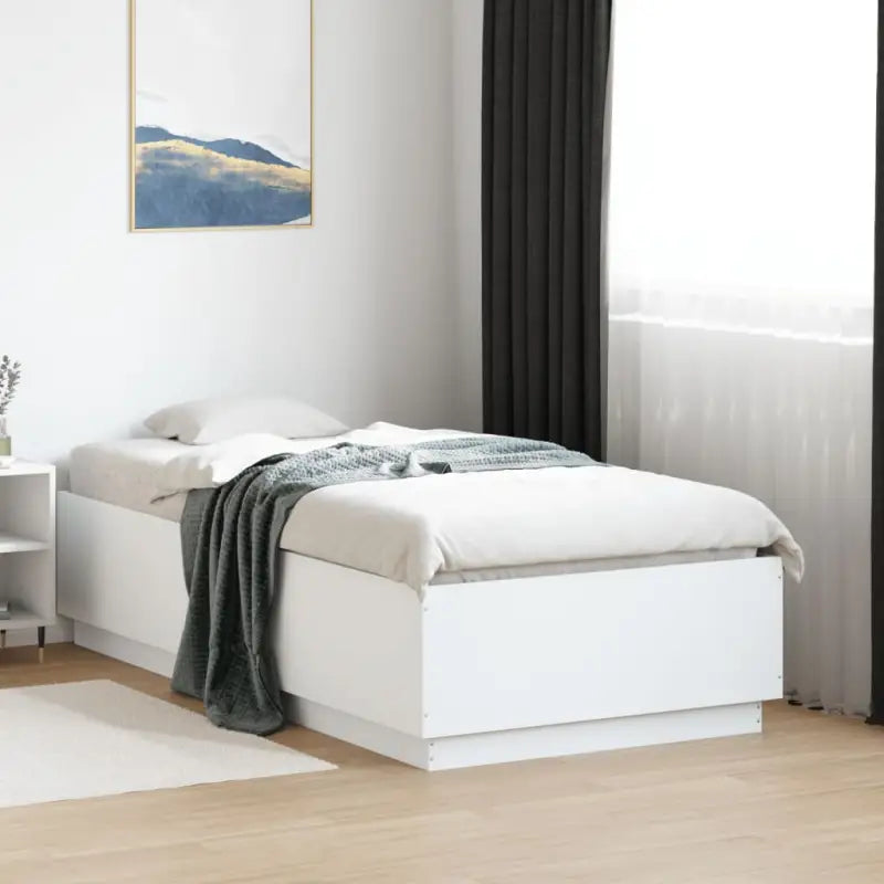 Grijs Sonoma Eiken Bedframe met RGB LED Verlichting - Wit / 90 x 190 cm - Bedden & bedframes