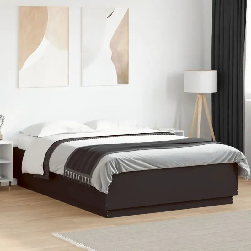 Grijs Sonoma Eiken Bedframe met RGB LED Verlichting - Zwart / 150 x 200 cm - Bedden & bedframes