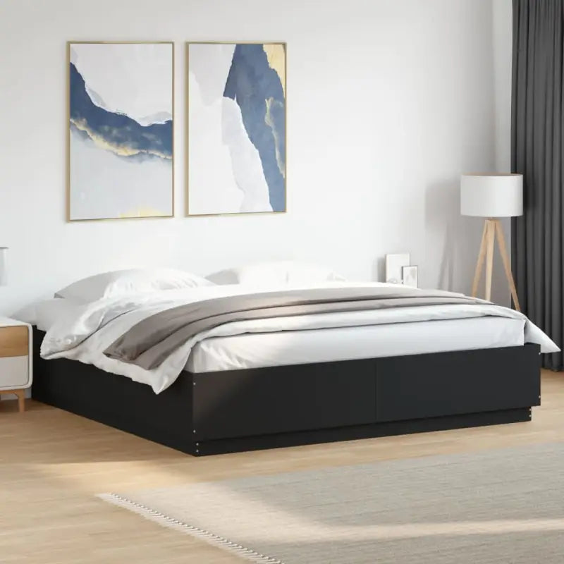 Grijs Sonoma Eiken Bedframe met RGB LED Verlichting - Zwart / 180 x 200 cm - Bedden & bedframes