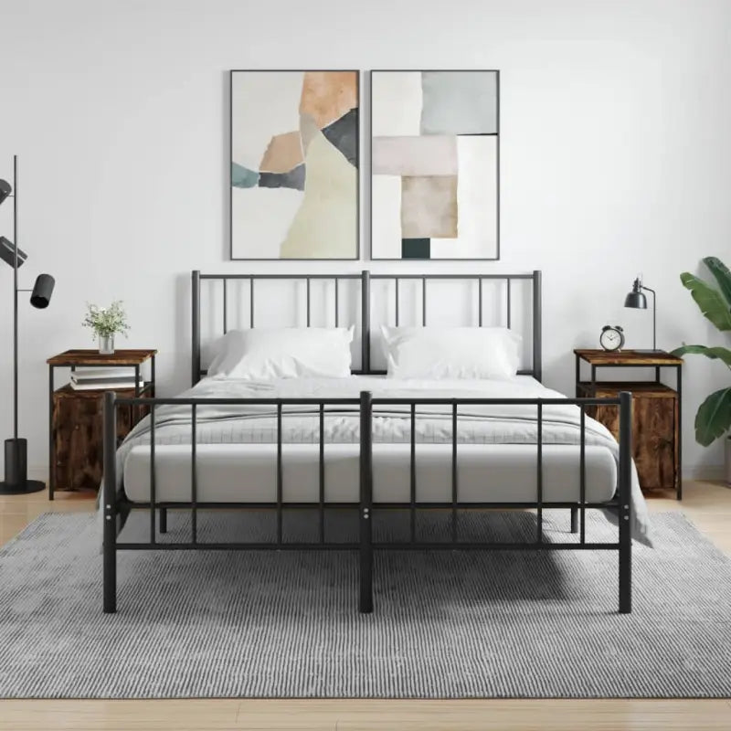 Grijs Sonoma nachtkastje met bewerkt hout en verstelbare poten - Gerookt eiken / 1 - Nachtkastjes