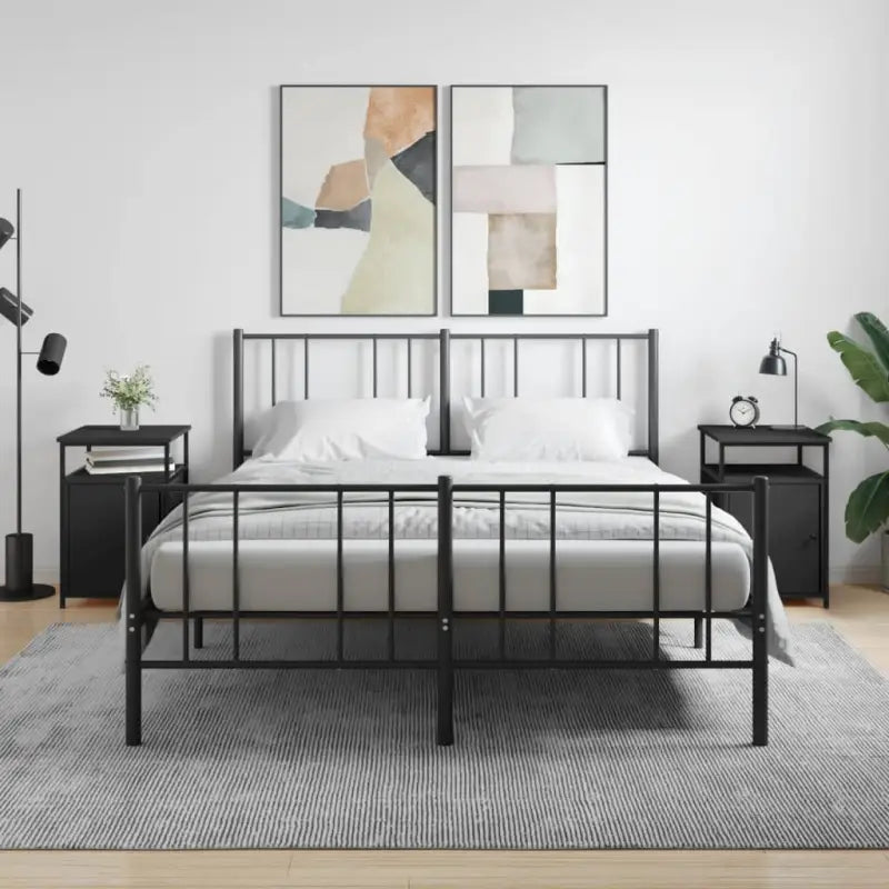 Grijs Sonoma nachtkastje met bewerkt hout en verstelbare poten - Zwart / 2 - Nachtkastjes