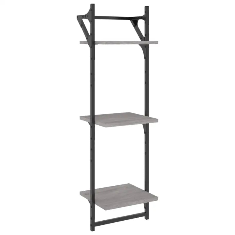Grijs Sonoma wandplanken set in bewerkt hout voor stijlvolle muurdecoratie - Grijs sonoma / 6 / 1 - Wandplanken