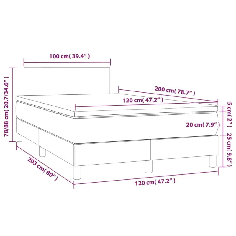Grijze boxspring met matras en LED voor een rustgevende slaapkamer - Bedden & bedframes