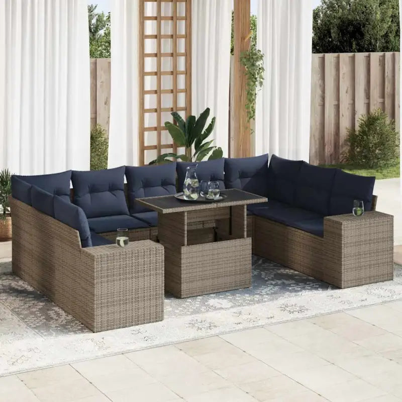 Grijze loungeset met gepoedercoat staal en waterdichte tas voor buitengebruik - Grijs / met opbergruimte - Tuinsets