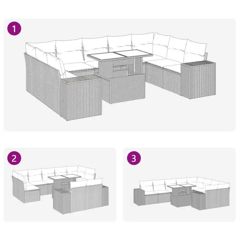Grijze loungeset met gepoedercoat staal en waterdichte tas voor buitengebruik - Grijs / met opbergruimte - Tuinsets
