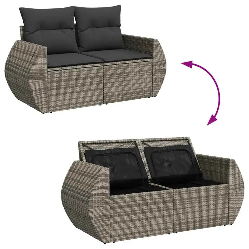 Grijze loungeset met waterdichte tas en gepoedercoat staal voor buiten - Tuinsets