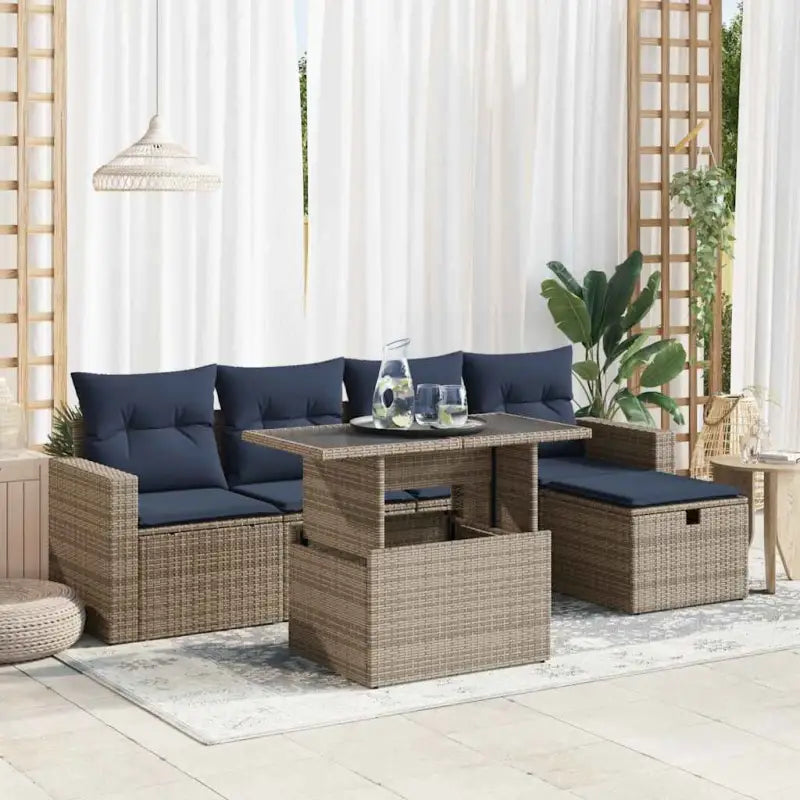 Grijze loungeset met waterdichte tas en gepoedercoat staal voor buitengebruik - Grijs / met opbergruimte - Tuinsets