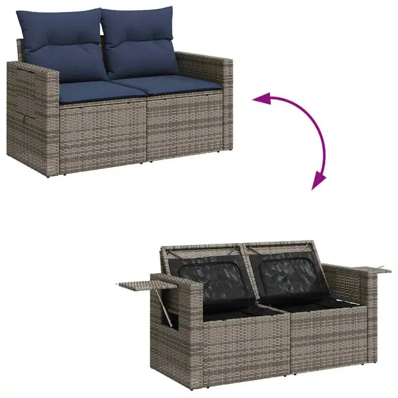 Grijze loungeset met waterdichte tas en gepoedercoat staal voor buitenplezier - Grijs / met opbergruimte - Tuinsets