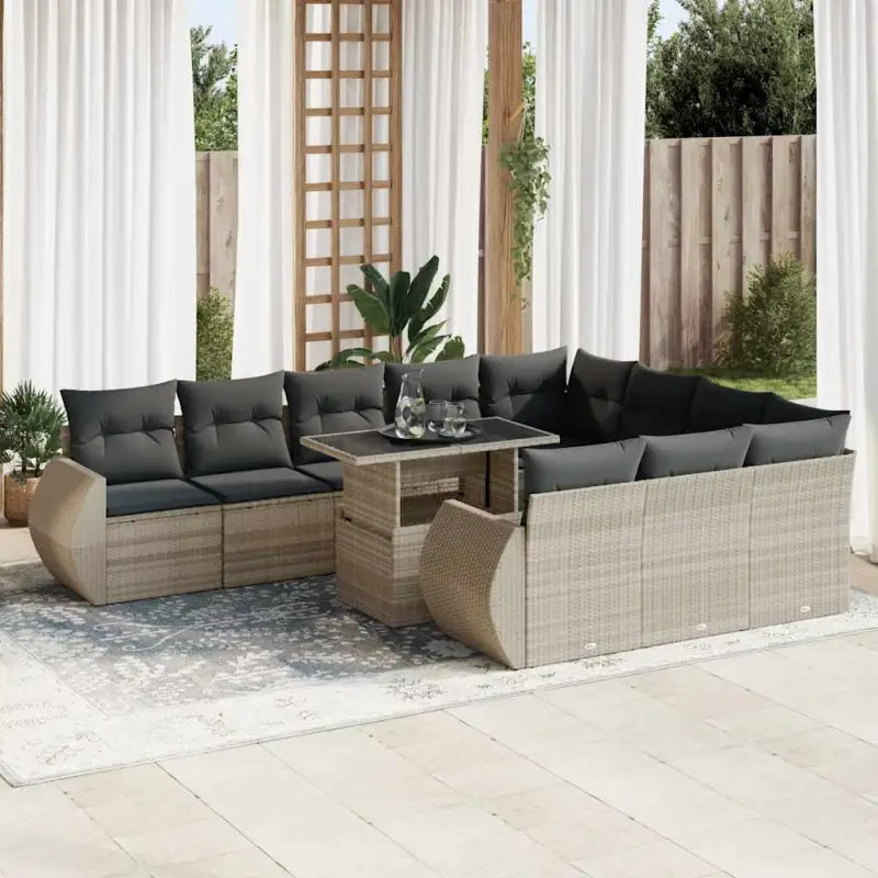 Grijze loungeset met waterdichte tas en gepoedercoat staal voor buiten - Lichtgrijs - Tuinsets