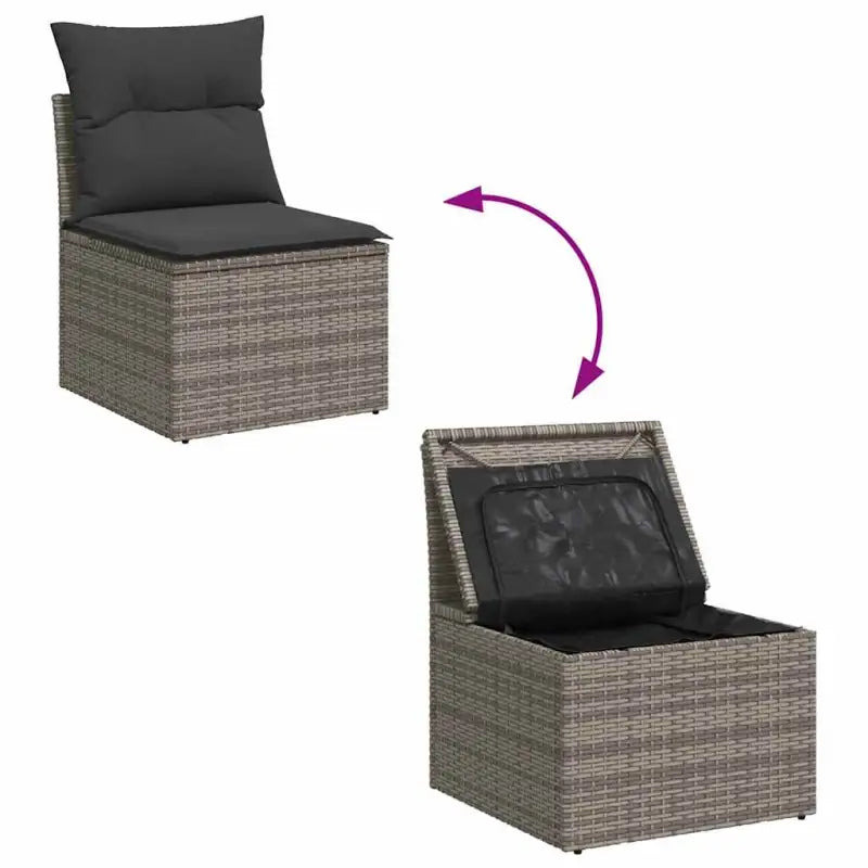 Grijze loungeset met waterdichte tas en gepoedercoat staal voor buiten - Tuinsets