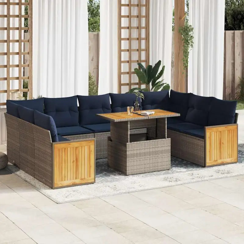 Grijze loungeset met waterdichte tas en gepoedercoat staal voor buiten - Grijs / met opbergruimte - Tuinsets