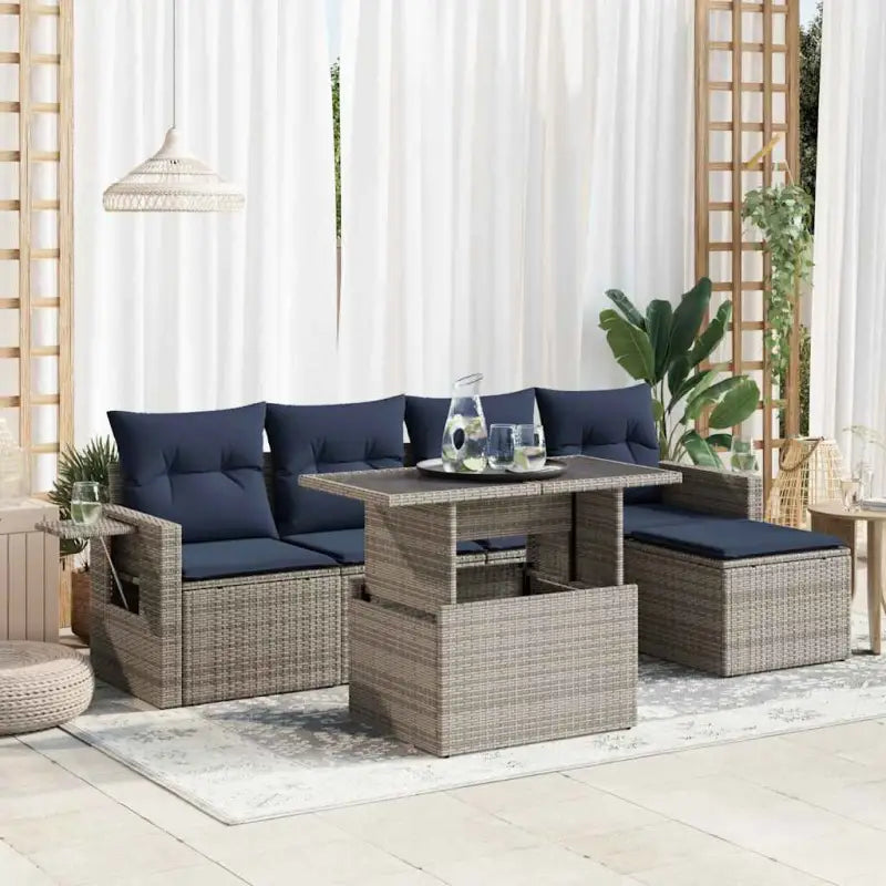 Grijze loungeset met waterdichte tas en gepoedercoat staal voor buitenplezier - Grijs / met opbergruimte - Tuinsets