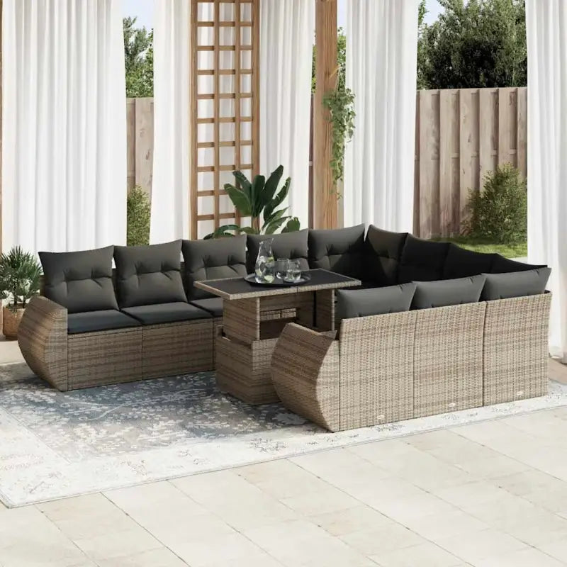 Grijze loungeset met waterdichte tas en gepoedercoat staal voor buiten - Tuinsets