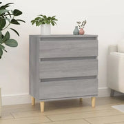 Grijze Sonoma dressoir met houten poten en bewerkt hout - Dressoirs & buffetkasten