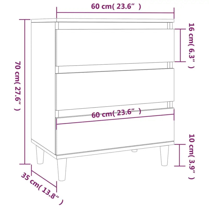 Grijze Sonoma dressoir met houten poten en bewerkt hout - Dressoirs & buffetkasten