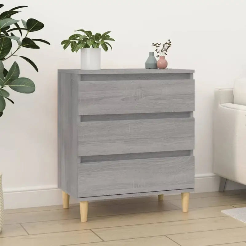 Grijze Sonoma dressoir met houten poten en bewerkt hout - Grijs sonoma / 1 - Dressoirs & buffetkasten