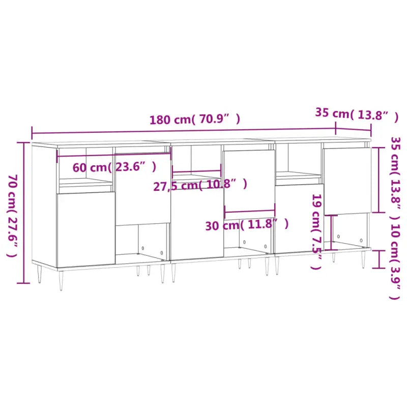 Grijze Sonoma dressoirs en buffettafels van bewerkt hout - Dressoirs & buffetkasten