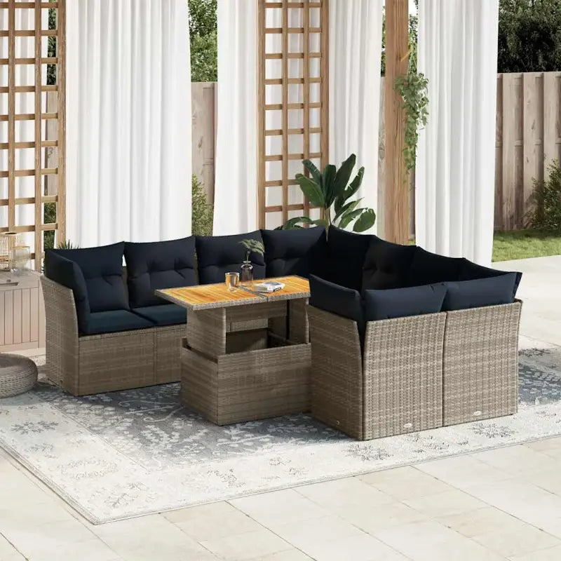 Grijze tuin loungeset met gepoedercoat staal en waterdichte tas - Grijs / met opbergruimte - Tuinsets