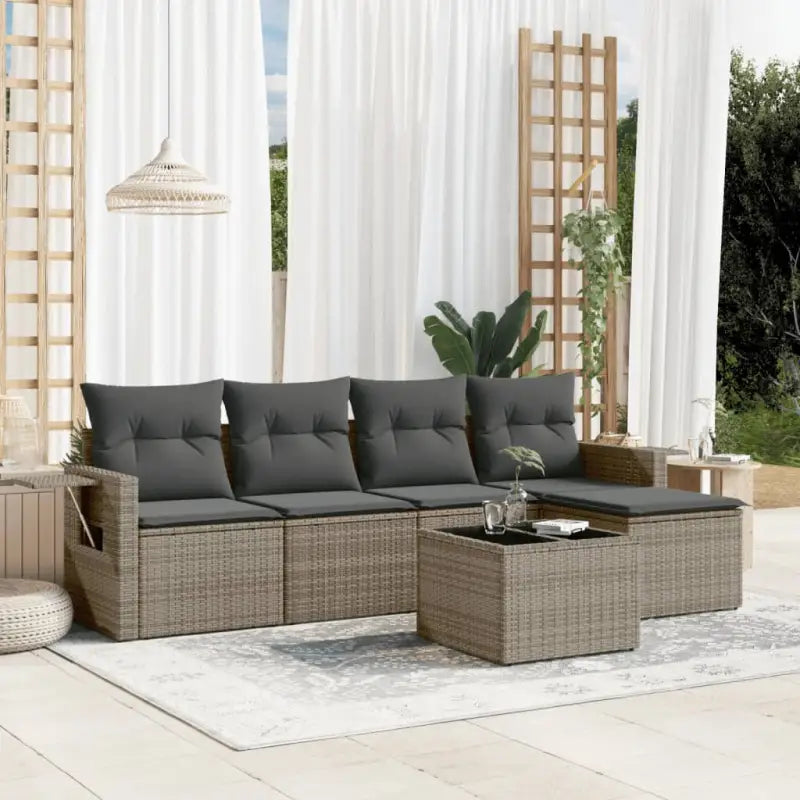 Grijze tuin loungeset met waterdichte tas en gepoedercoat staal - Tuinsets