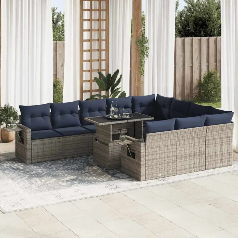 Grijze tuin loungeset met waterdichte tas en gepoedercoat staal - Grijs - Tuinsets