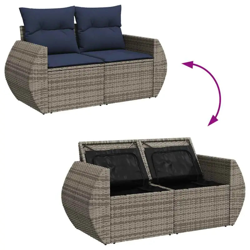 Grijze tuin loungeset van gepoedercoat staal met waterdichte tas - Grijs / met opbergruimte - Tuinsets