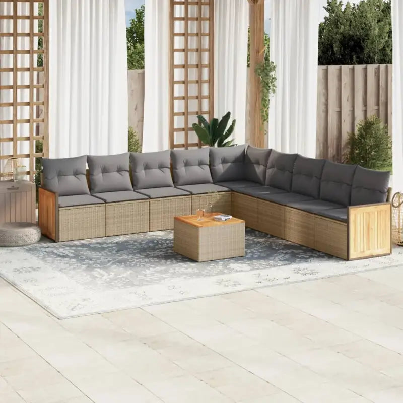 Grijze tuinset met waterdichte zak en gepoedercoat staal voor buiten - Beige en grijs / Met tafel - Tuinsets