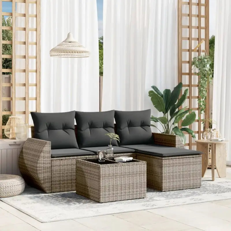 Grijze tuinset van gepoedercoat staal met waterdichte tas en comfortabele afmetingen - Grijs / Met tafel - Tuinsets