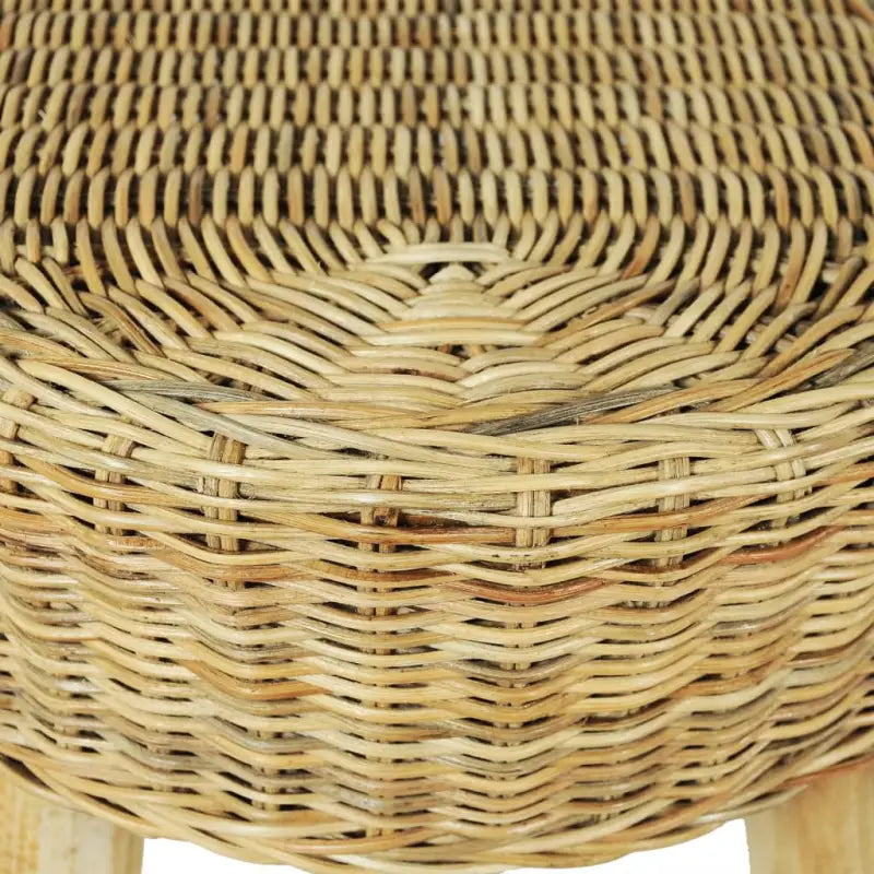 Halbankje met natuurlijk rattan en teakhouten poten voor rustieke charme - 110 x 35 x 45 cm - Opberg- & halbankjes