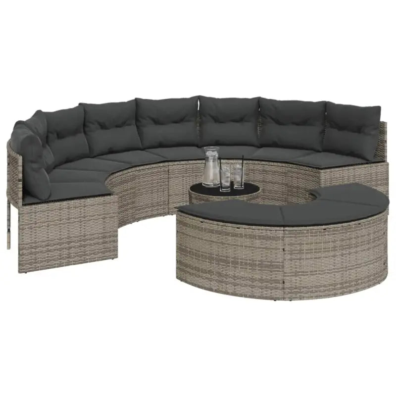 Halfronde loungeset in grijs materiaal met gepoedercoat staal for tuin of terras - Loungebanken