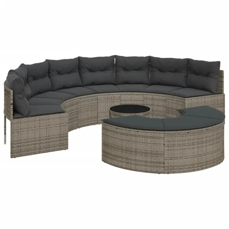 Halfronde loungeset in grijs materiaal met gepoedercoat staal for tuin of terras - Loungebanken