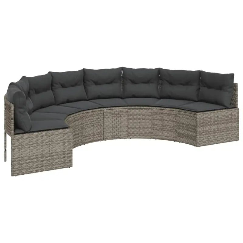 Halfronde loungeset in grijs materiaal met gepoedercoat staal for tuin of terras - Loungebanken