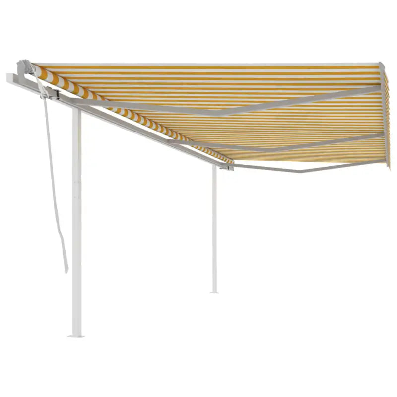Handmatige uitschuifbare terrasluifel met gepoedercoat aluminium frame - Geel en wit / 6 x 3 m / 1 - Zonwering