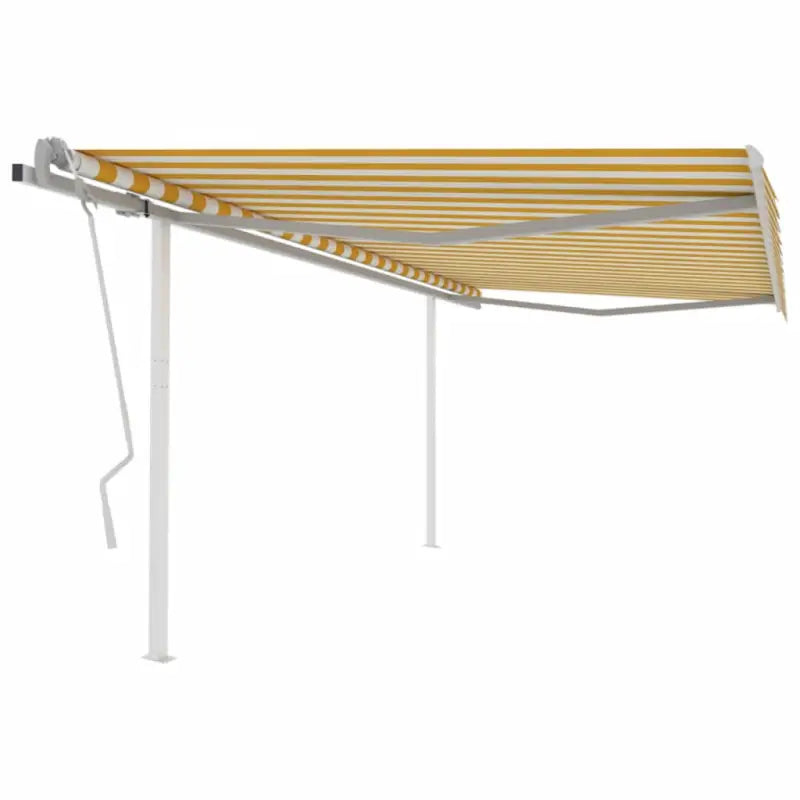 Handmatige uitschuifbare terrasluifel met gepoedercoat aluminium frame - Geel en wit / 4 x 3 m / 1 - Zonwering