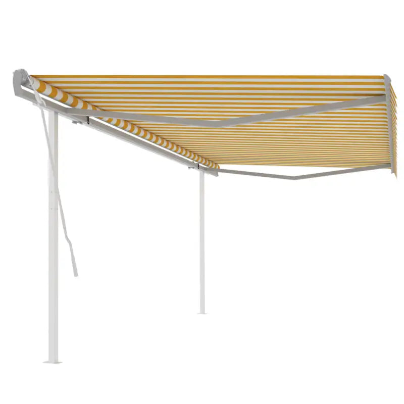 Handmatige uitschuifbare terrasluifel met gepoedercoat aluminium frame - Geel en wit / 5 x 3.5 m / 1 - Zonwering