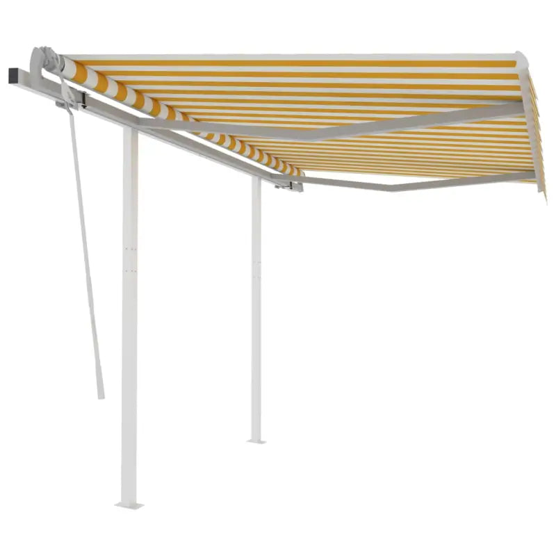Handmatige uitschuifbare terrasluifel met gepoedercoat aluminium frame - Geel en wit / 3 x 2.5 m / 1 - Zonwering