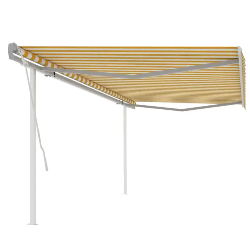 Handmatige uitschuifbare terrasluifel met gepoedercoat aluminium frame - Geel en wit / 5 x 3 m / 1 - Zonwering