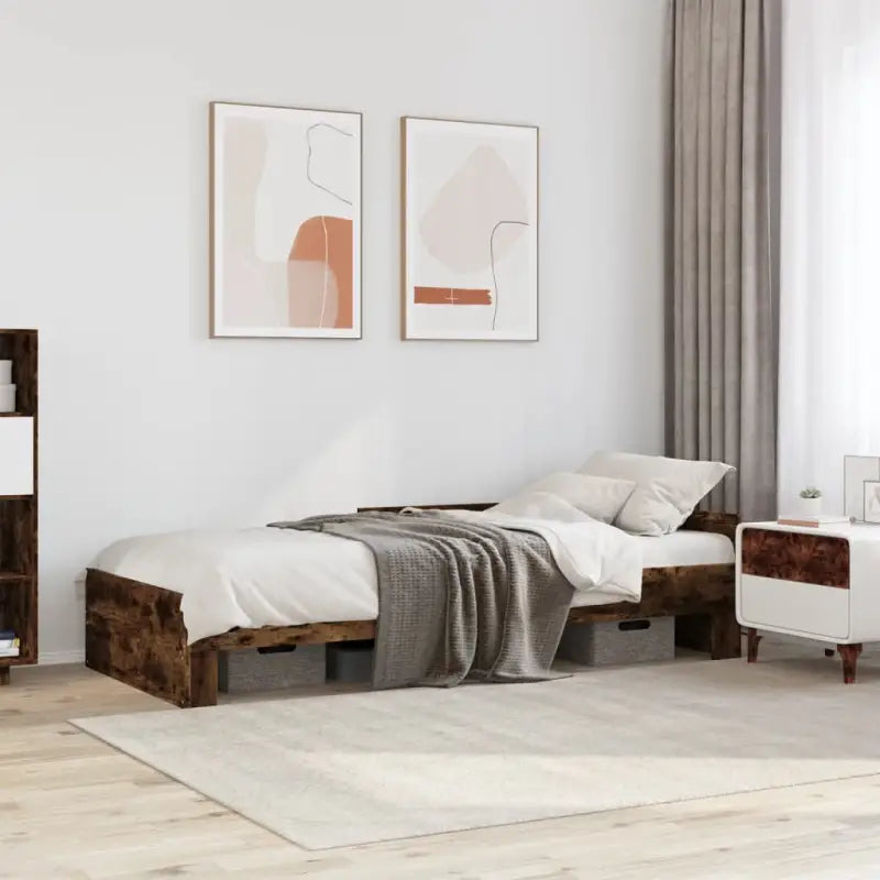 Harde houten bedframe voor een goede nachtrust - Gerookt eiken / 75 x 190 cm - Bedden & bedframes