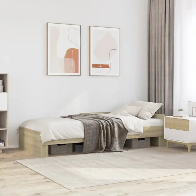 Harde houten bedframe voor een goede nachtrust - Sonoma eiken / 75 x 190 cm - Bedden & bedframes