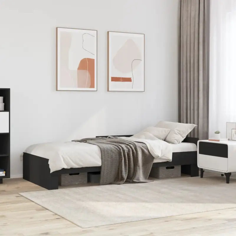Harde houten bedframe voor een goede nachtrust - Zwart / 90 x 190 cm - Bedden & bedframes