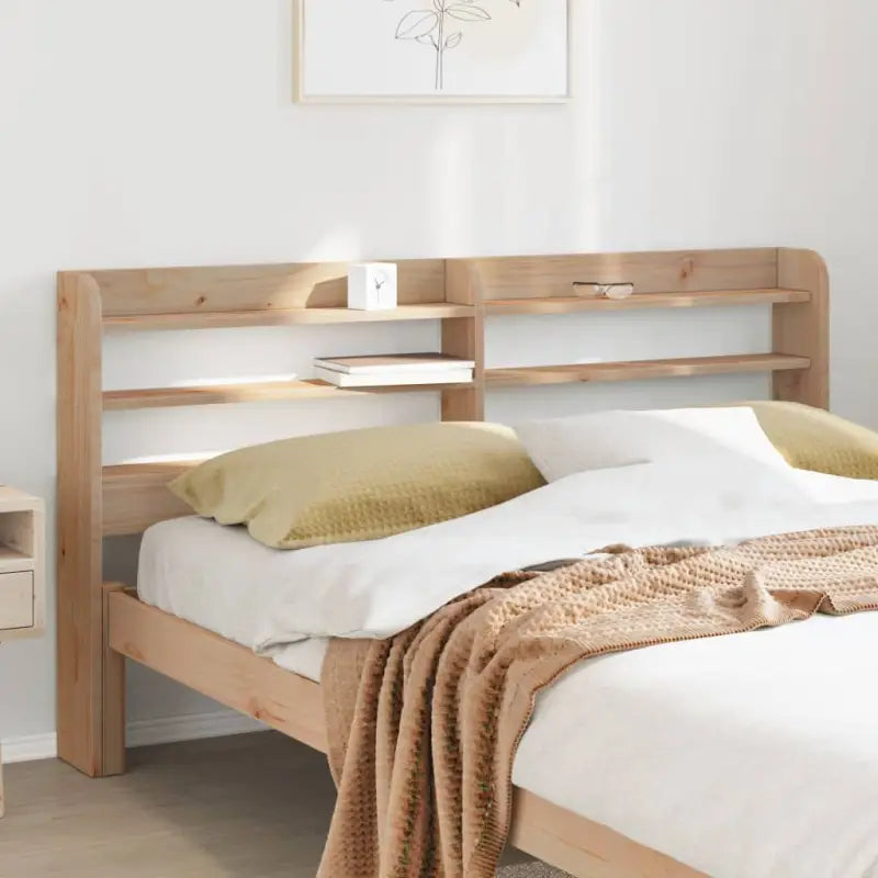 Hedendaags hoofdbord in massief grenenhout voor een complete slaapkamerlook - Naturel / 130 x 16 x 82 cm / 1